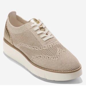 NWT Cole Haan Grand City Stitchlite Oxford, Gold, 9